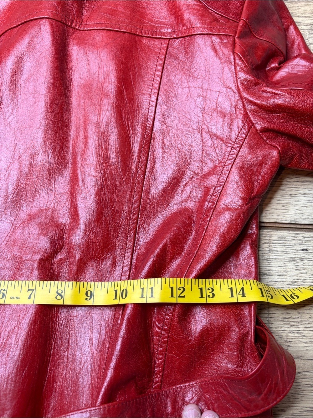 A. Raspini Vera Pelle Red Leather Belted Utility Jacket Size Medium NWT - Picture 12 of 12